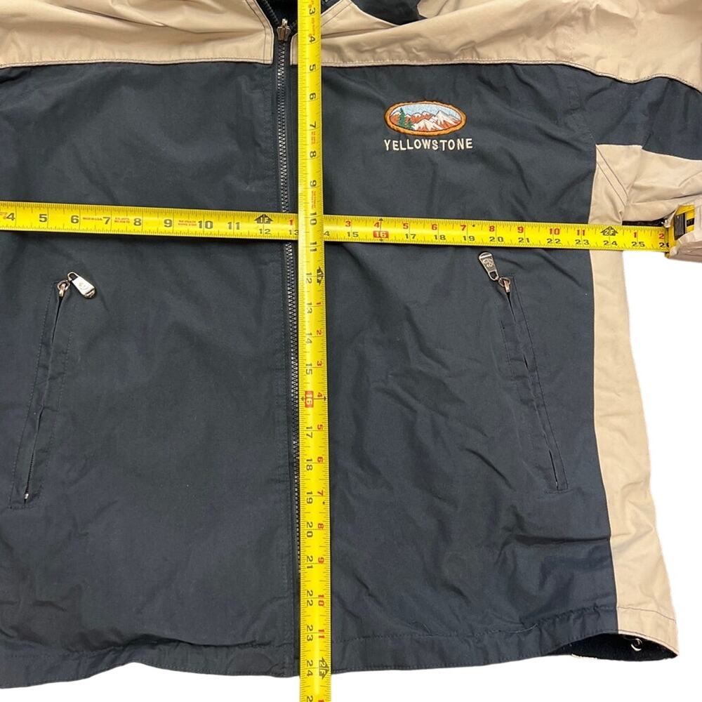 Yellowstone Blue Beige Long Sleeve Hooded Full Zip Windbreaker Jacket - Picture 3 of 10